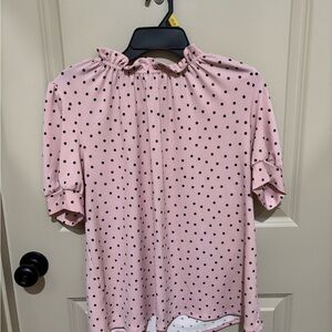 Adrianna Papell Pink Polka Dot Blouse
